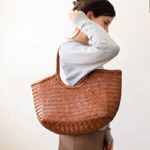 Dragon Diffusion Brown Oversized Woven Shoulder Bag
